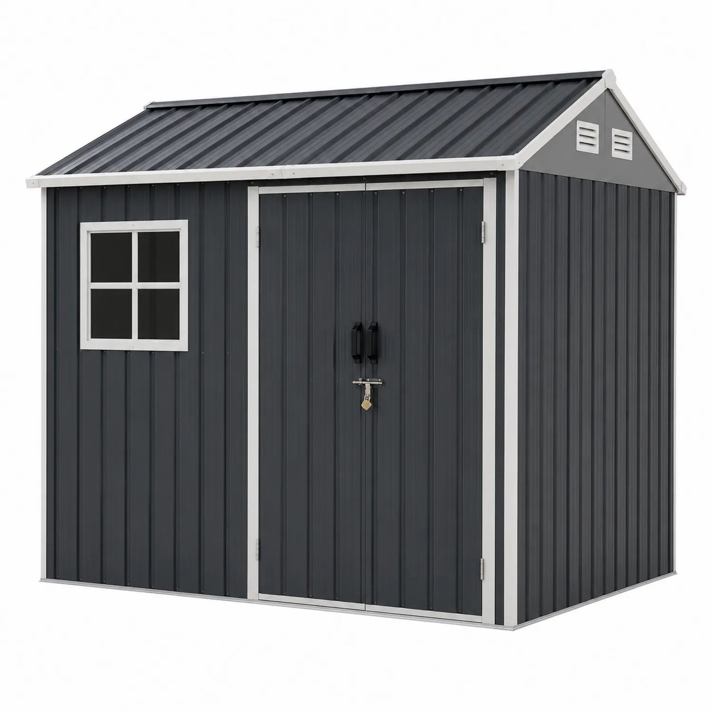 Metall Gartenhaus Dunkelgrau 213x130x185 cm Verzinkter Stahl
