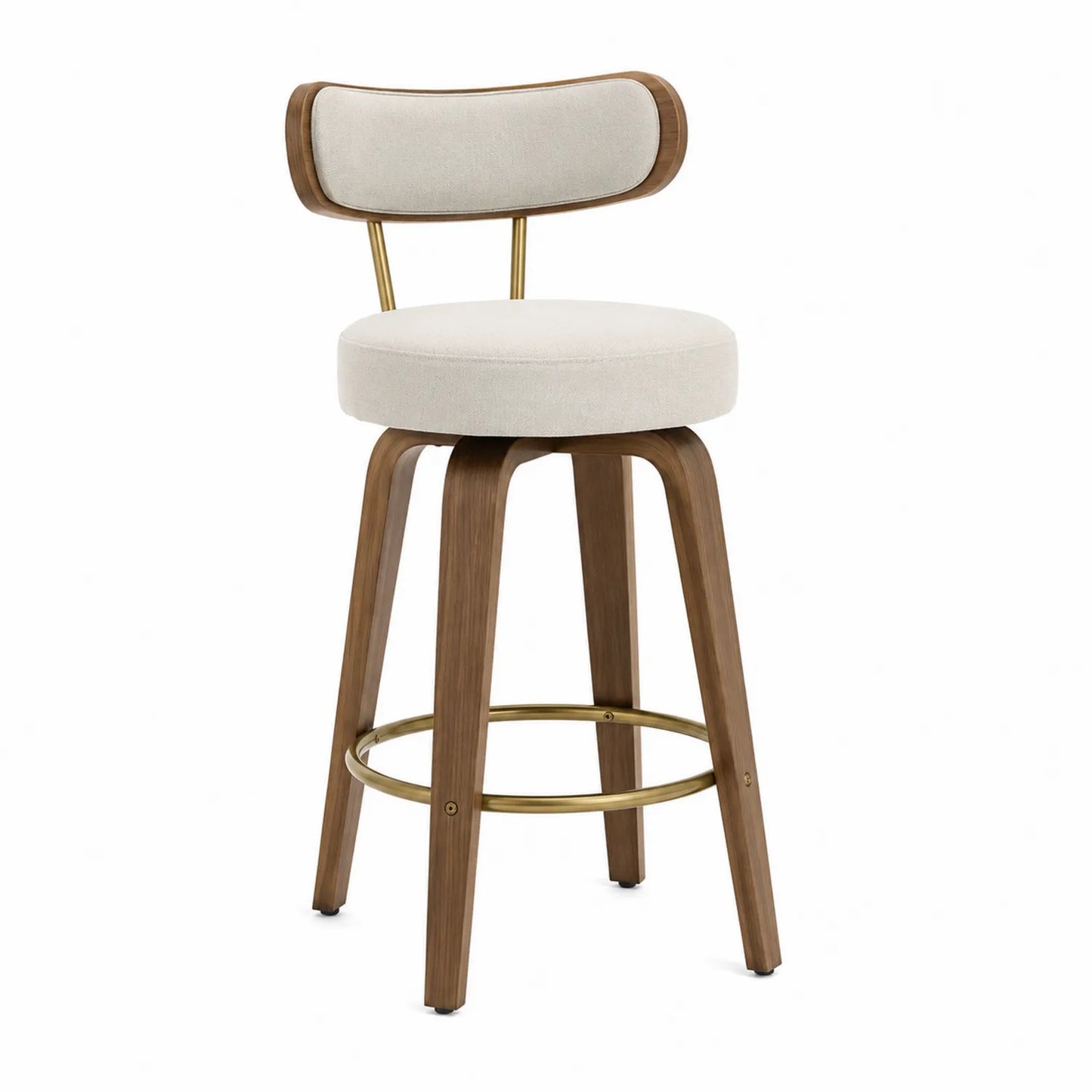 Barhocker Holz Textil Beige Stahl 105 cm