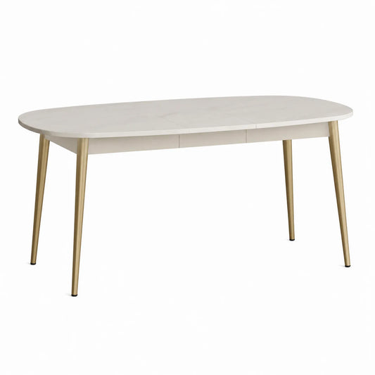 Esstisch Oval Keramik und Stahl 160x90x75cm