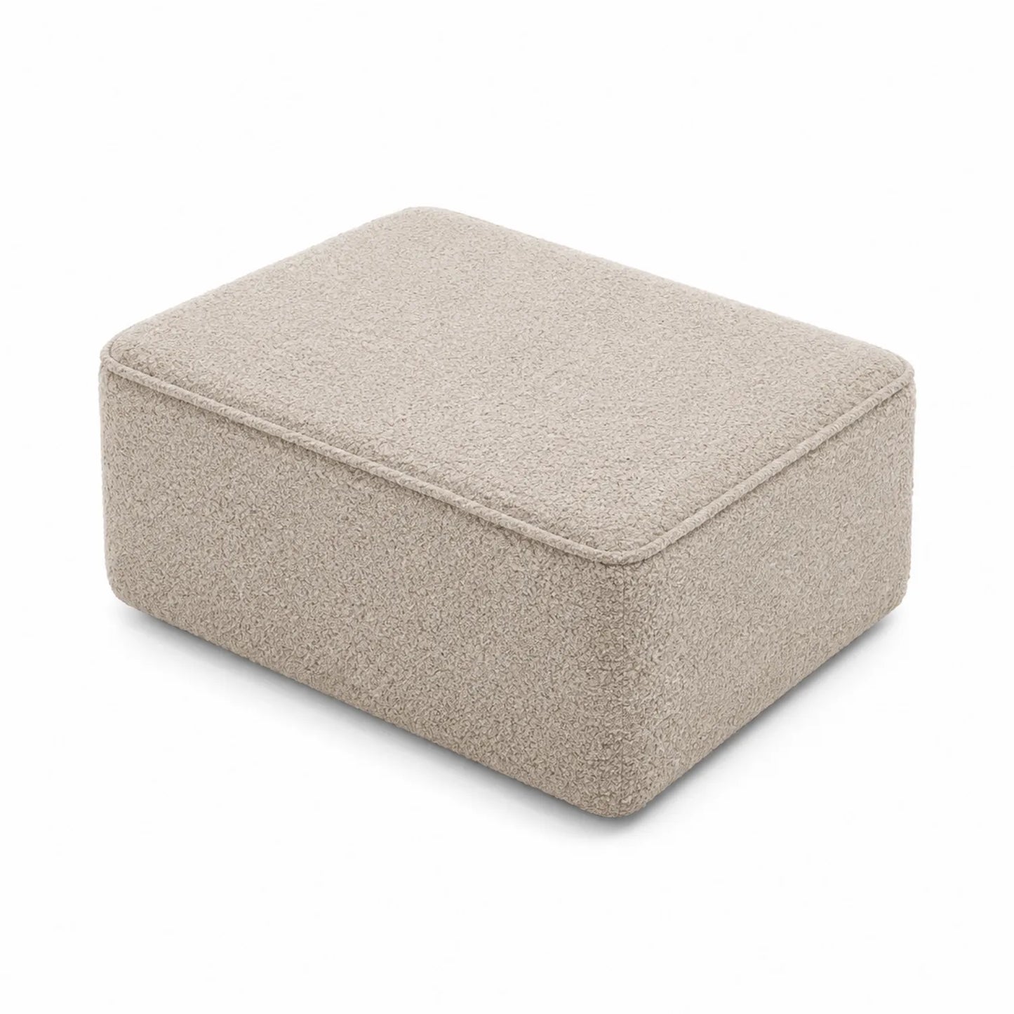 Rechteckiger Hocker aus Bouclé in Creme 80x60x30cm