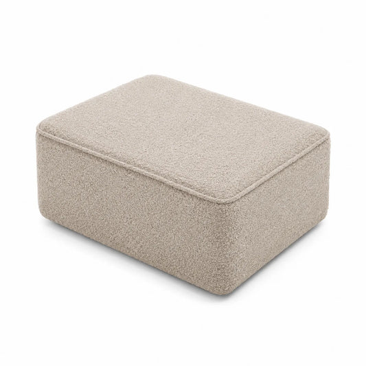 Rechteckiger Hocker aus Bouclé in Creme 80x60x30cm