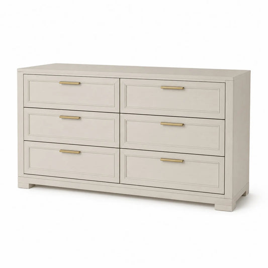 Kommode aus Holz mit 6 Schubladen in Beige 120 cm