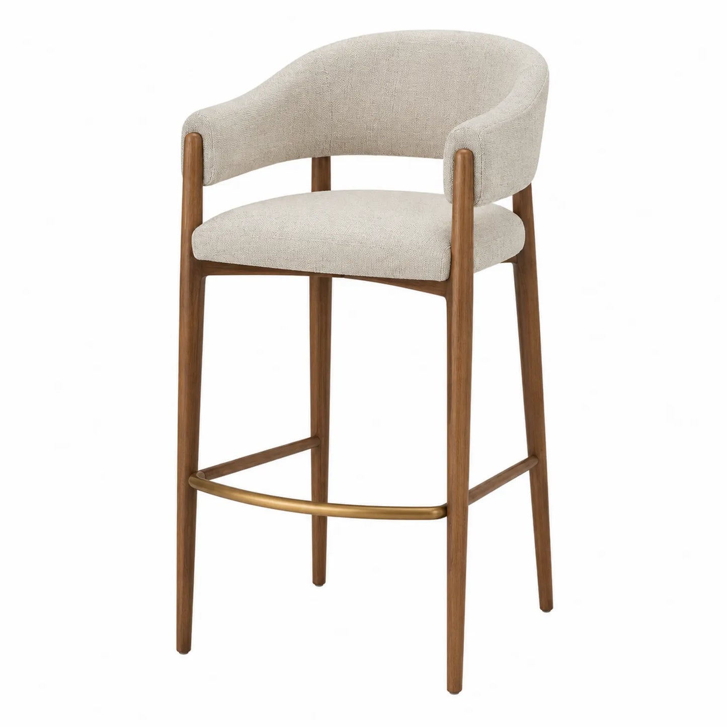 Barhocker mit Stoffbezug und Holzrahmen Beige