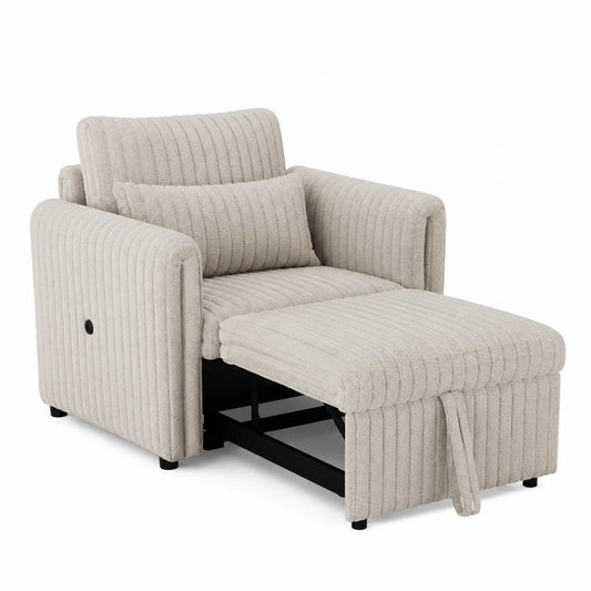 Schlafsofa mit Cordbezug und Metallstruktur Beige