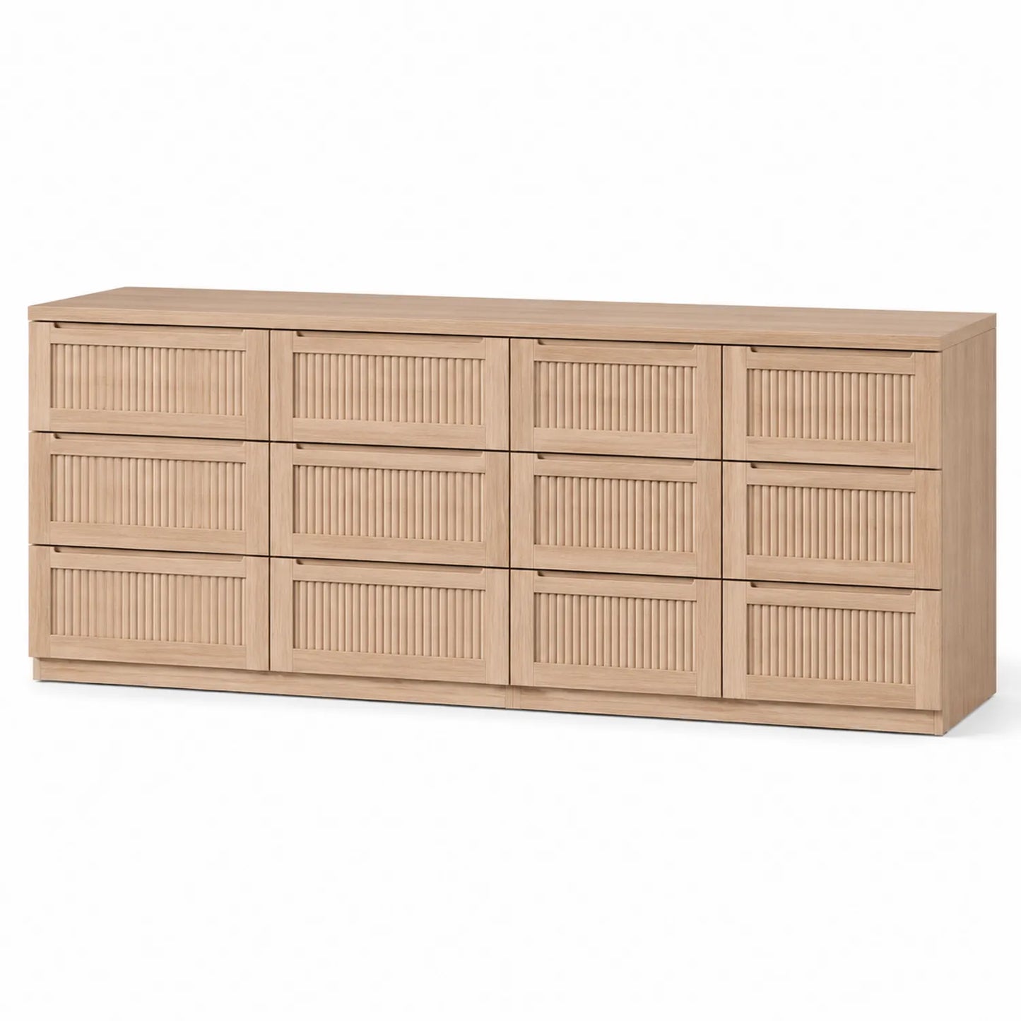 Kommode aus Eichenholz mit 12 Schubladen 160x40x80 cm Beige